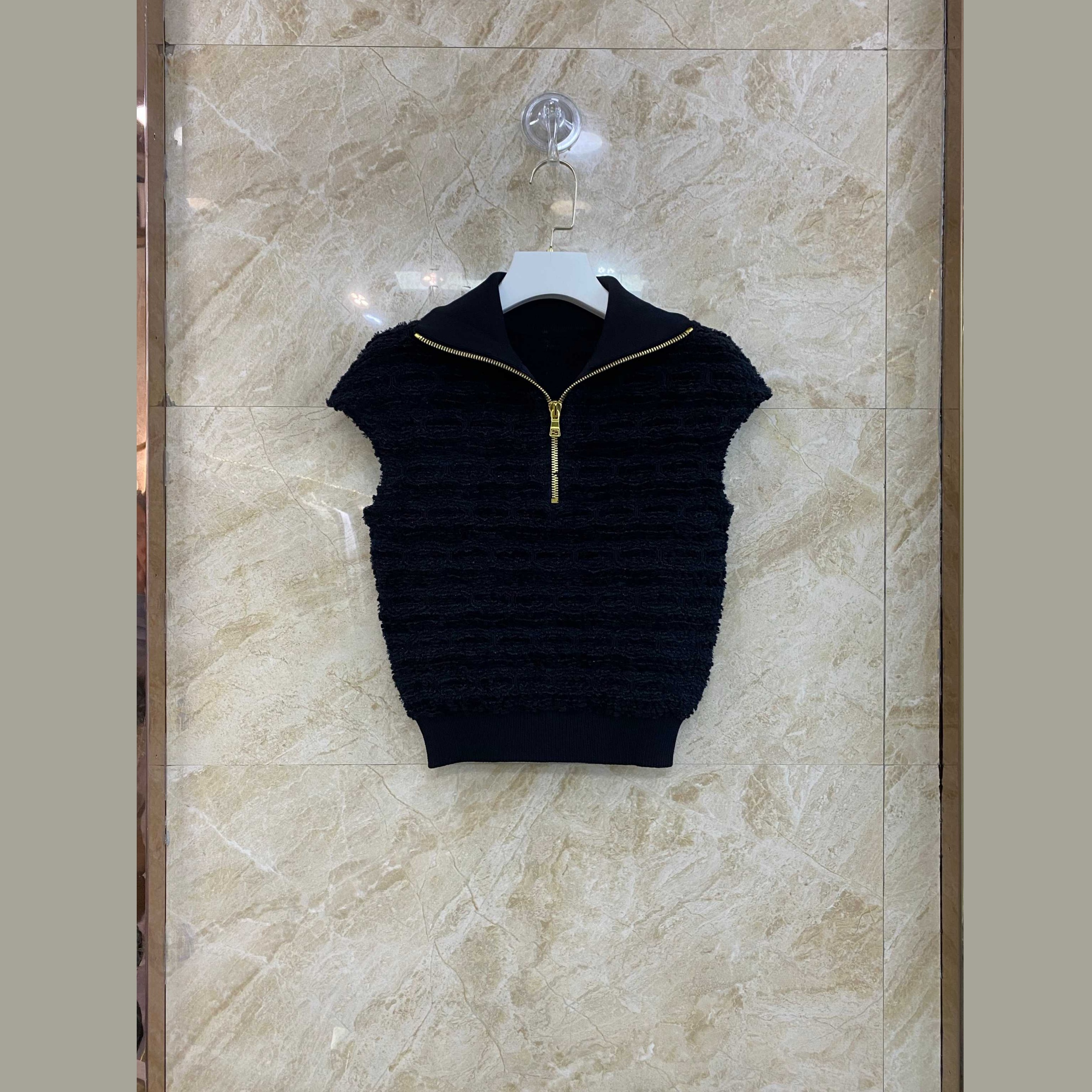 balmain tweed zip-up vest and skirt set